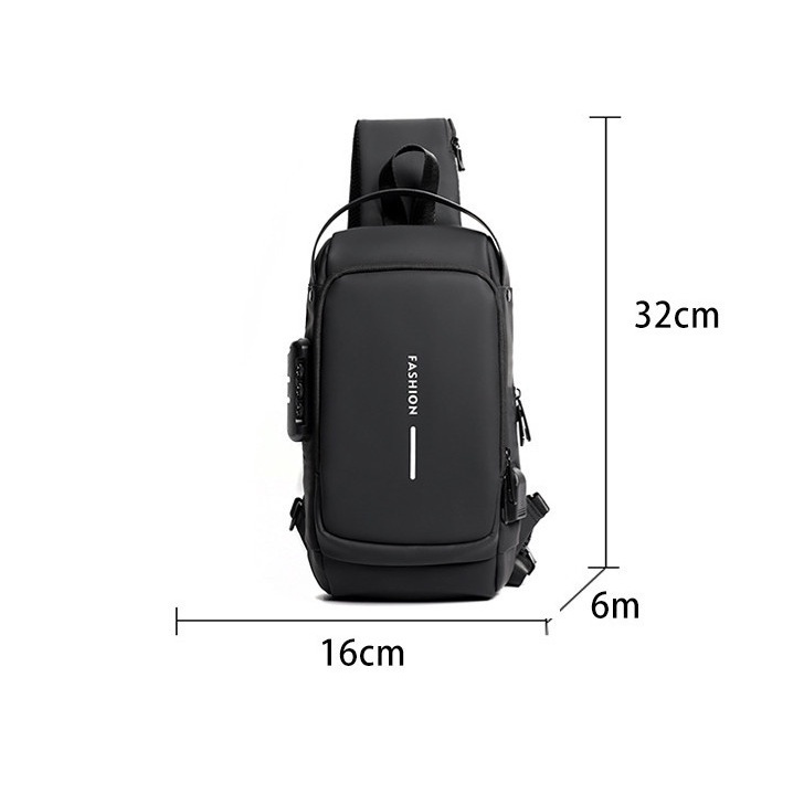 Túi đeo chéo,Túi đeo vai chống nước, chống trộm, tích hợp cổng sạc USB - Fashion  L