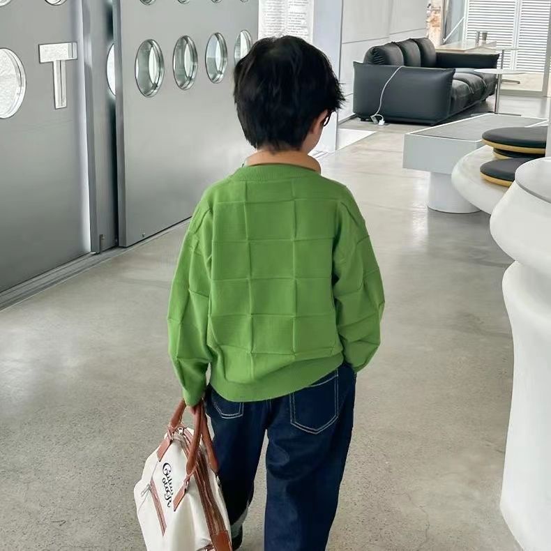 Áo Sweater Họa Tiết Kẻ Ô Phong Cách Mới Thời Trang Xuân Thu 2023 Dành Cho Bé Trai
