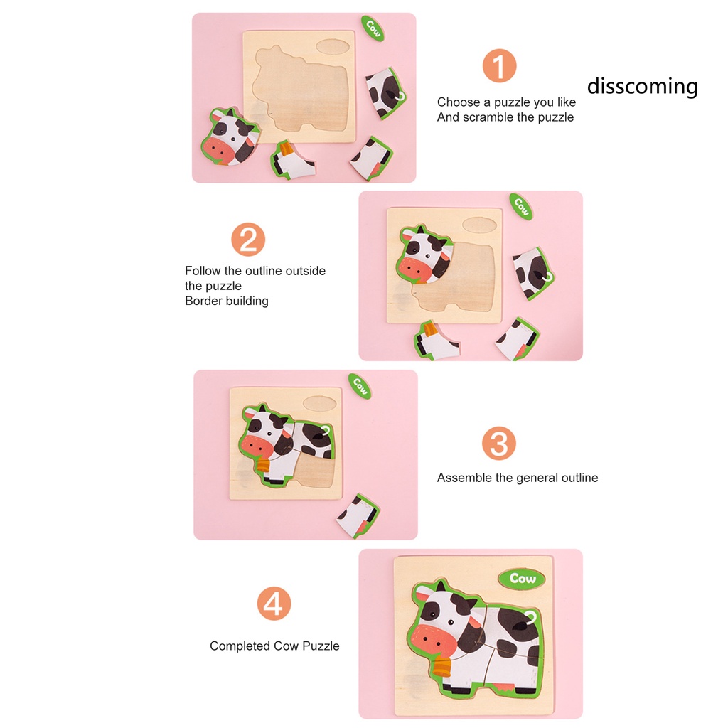 Đồ Chơi Lắp Ráp Bằng Gỗ Hình Động Vật Dễ Thương Cho Bé