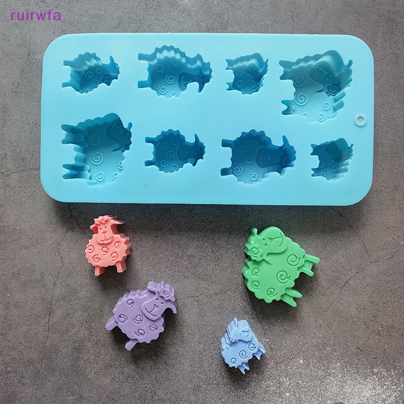 1 Khuôn Silicon Làm Đá / chocolate / Bánh Quy / Kẹo Hình Chú Cừu 8 Lỗ diy Mới