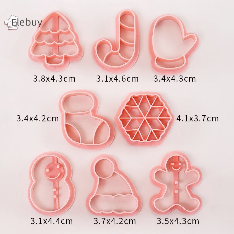 Bộ 8 khuôn cắt bánh quy ELEBUY hình cây thông Giáng sinh dễ thương