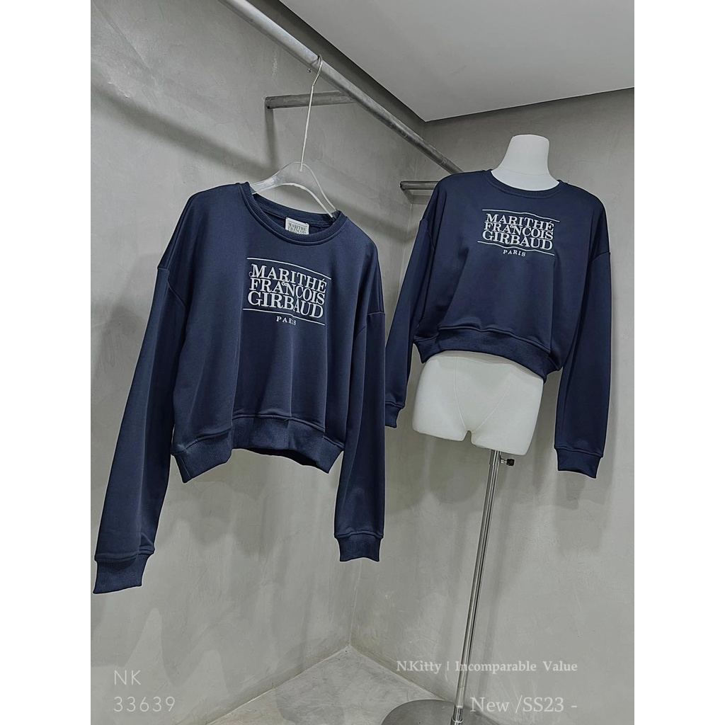 Áo ho.odie cro.p mar.ithe xanh na.vy