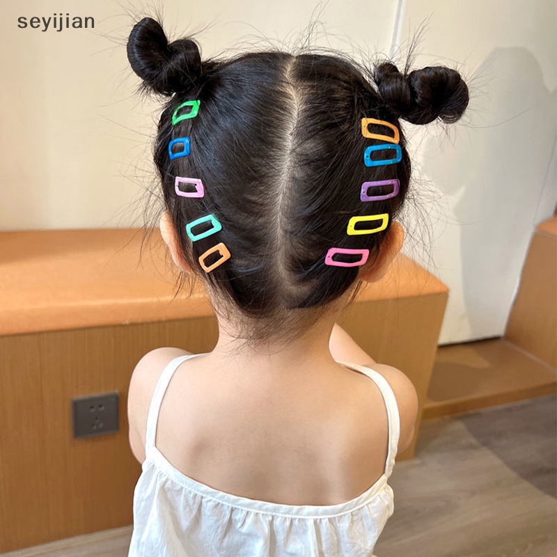 Set 10 Kẹp Tóc Kim Loại Hình Ngôi Sao / Trái Tim Màu Sắc Ngọt Ngào Cho Bé Gái