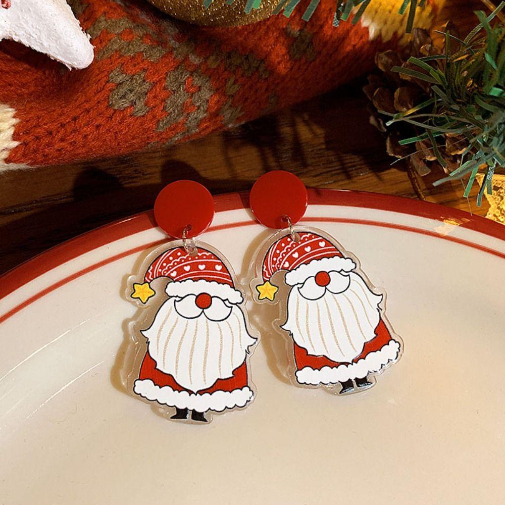 Dingyifeng Khuyên Tai acrylic Hình Ông Già Noel Lấp Lánh kriss kringle advent Vòng Hoa Tai