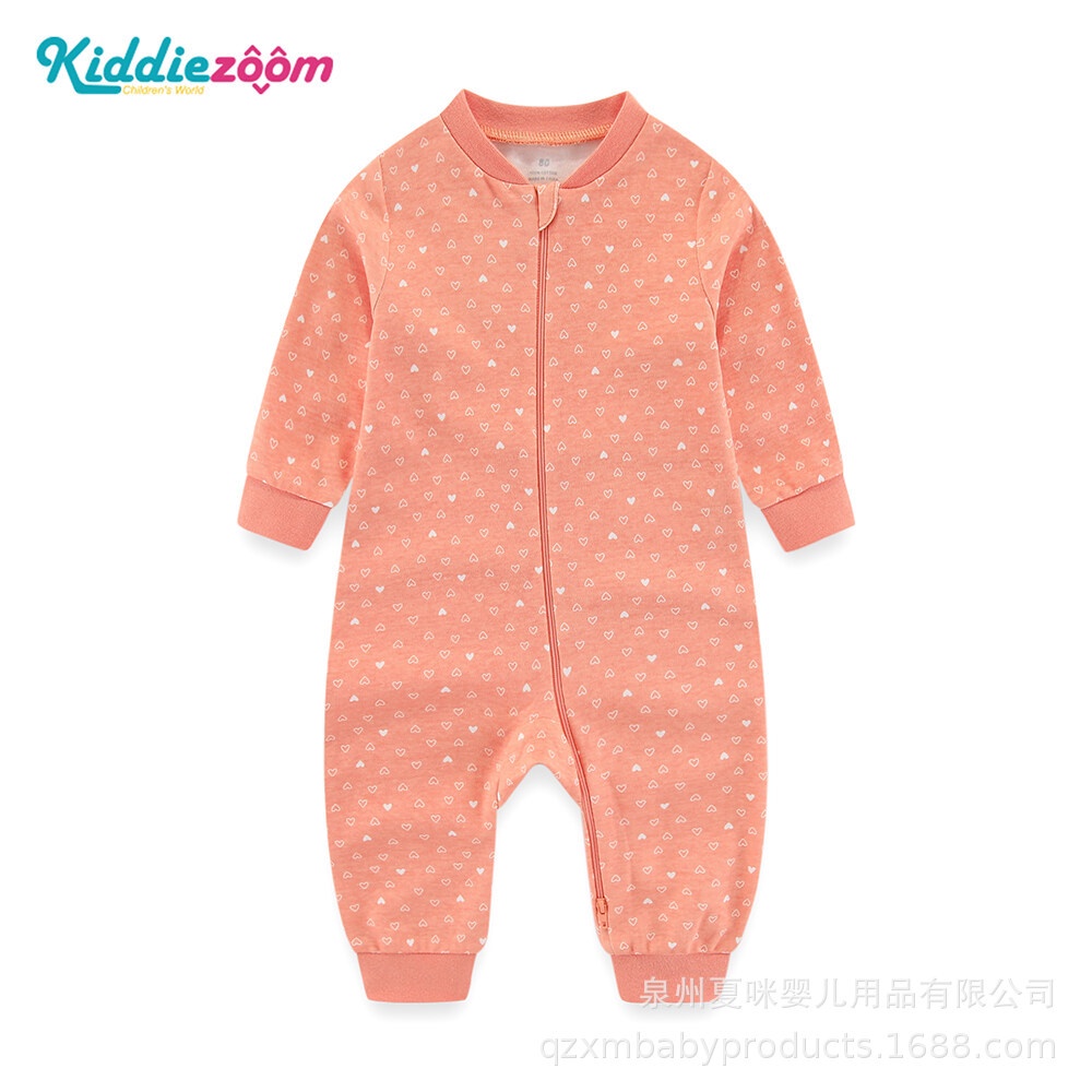 Bộ Áo Liền Quần Tay Dài Chất cotton Có Khóa Kéo In Hoạt Hình Phong Cách Giáng Sinh Thời Trang Thu Đông Cho Bé Sơ Sinh