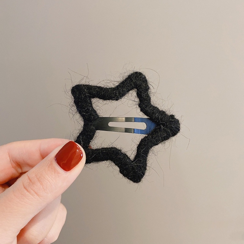 Kẹp Tóc Nơ Hình Ngôi Sao Bằng Lông Nhung Phong Cách Pháp Cổ Điển