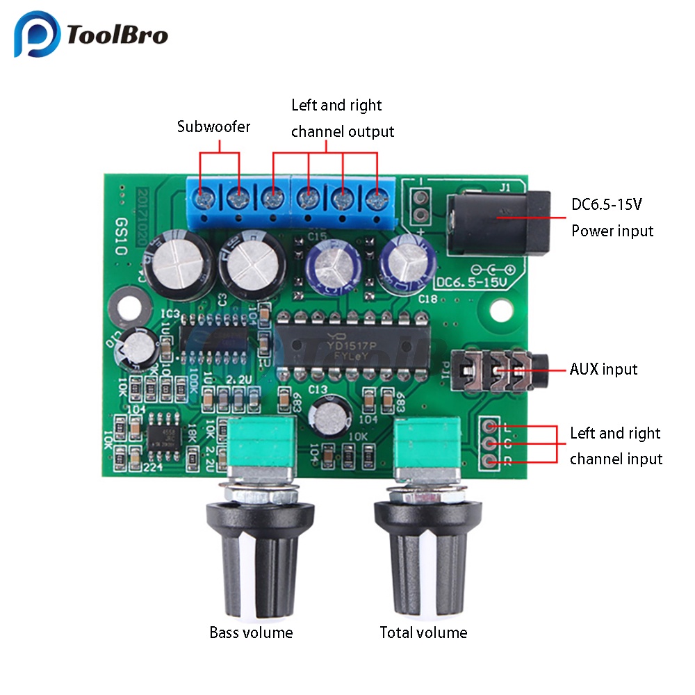 Bảng Mạch Khuếch Đại Âm Thanh hifi 2.1 Kênh 25w + 6w + 6w dc 6.5-15v Chuyên Dụng Cho Loa subwoofer