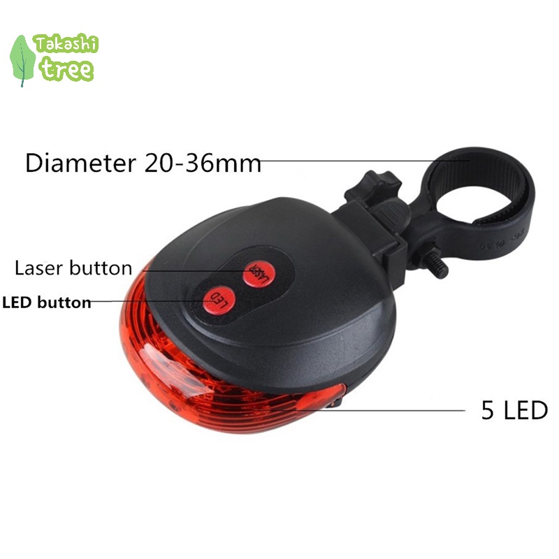 Bộ 2 Đèn laser + 5 led Cảnh Báo An Toàn Gắn Đuôi Xe Đạp