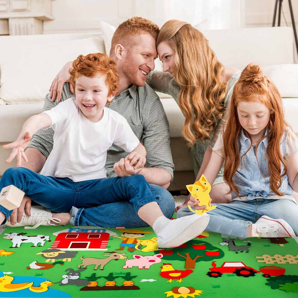 DIY Felt Board Toys Toddler Montessori Story Board Farm Animals Cartoon Pattern Wall Decoration Baby Early Learning Toys