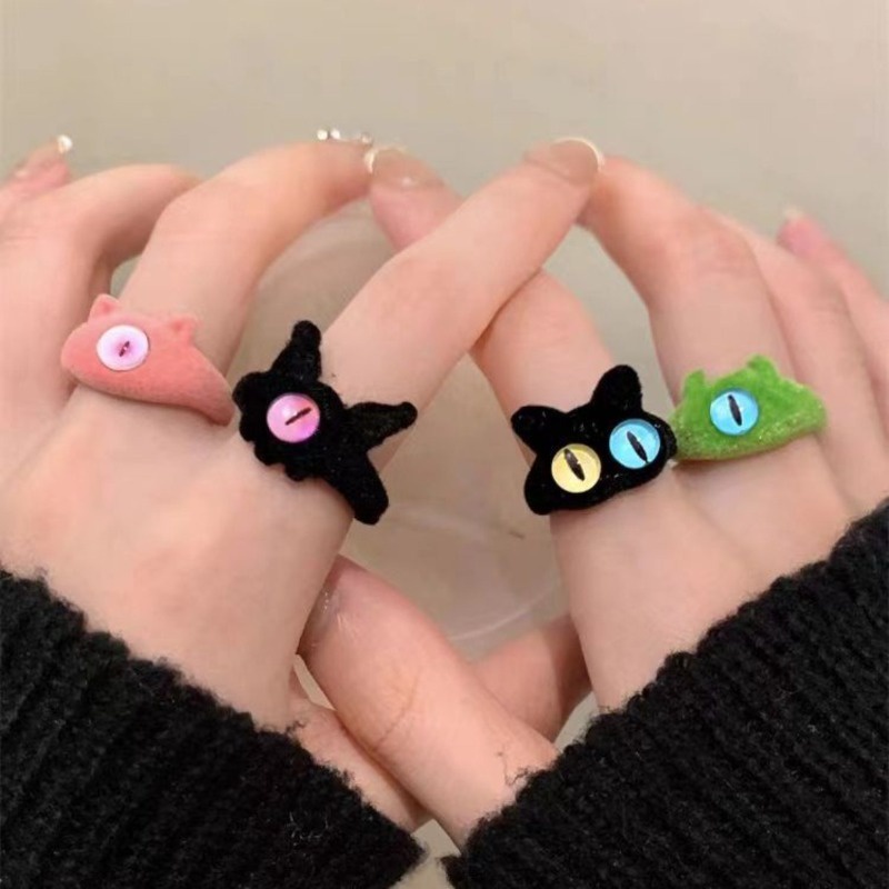 Ahellogirl Nhẫn Hở Hình Quái Vật Hoạt Hình Sáng Tạo Phong Cách Hàn Quốc Cho Nam Và Nữ