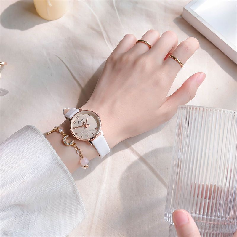 Đồng Hồ Nữ Dây Da Mặt Hình Bướm Nhỏ Xinh Xắn