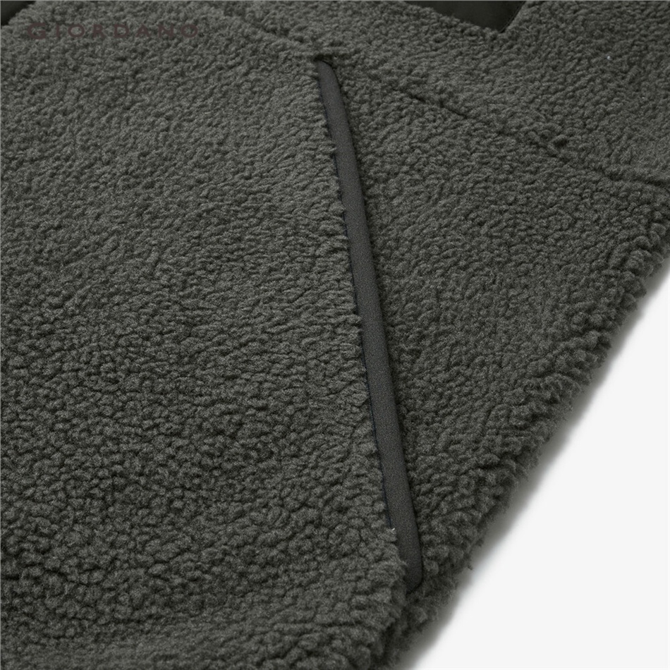 GIORDANO MEN Sherpa fleece collage pocket stand collar jacket 01073866