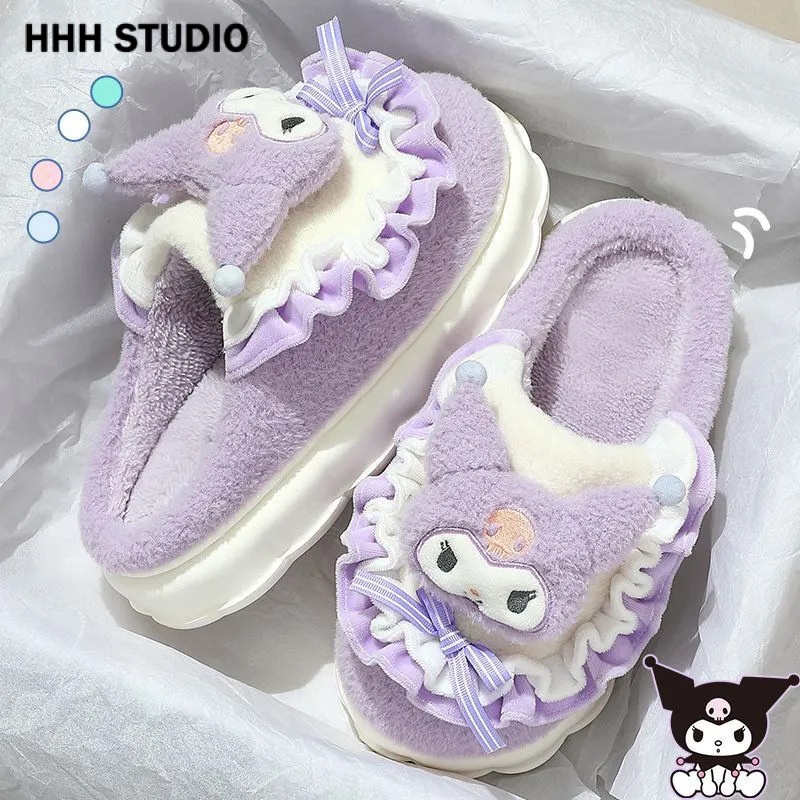 HHH  Dép bông Dép Lông đi trong nhà ĐẾ CAO SU Mềm mại Bền Thấm hút mồ hôi Phong cách đơn giản FMR23A0UH3 43Z231025