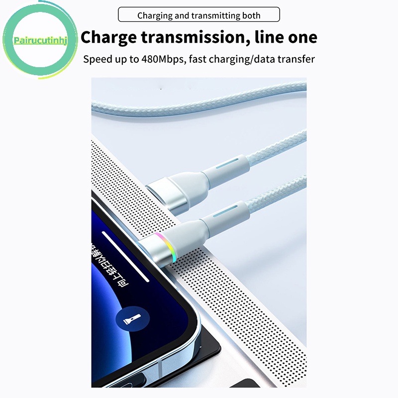 Dây Cáp Sạc Nhanh parucutin 6a 120w usb type c Có Đèn led Cho huawei p30 p20 xiaomi 13 12 pro poco oneplus 11 10 redmi oppo vn