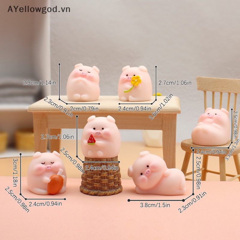 Ayellowgod Mô Hình Chú Heo mini Dễ Thương Trang Trí Tiểu Cảnh vn