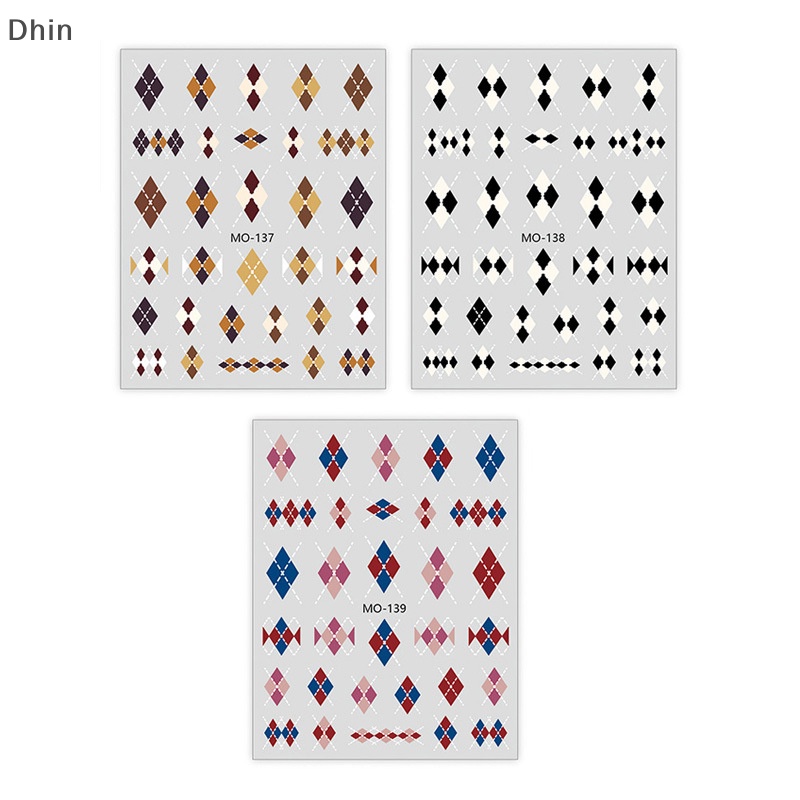 1 Tờ Nhãn Dán Trang Trí Móng Tay 3d Tự Dính Họa Tiết Kẻ Sọc Caro Màu caramel