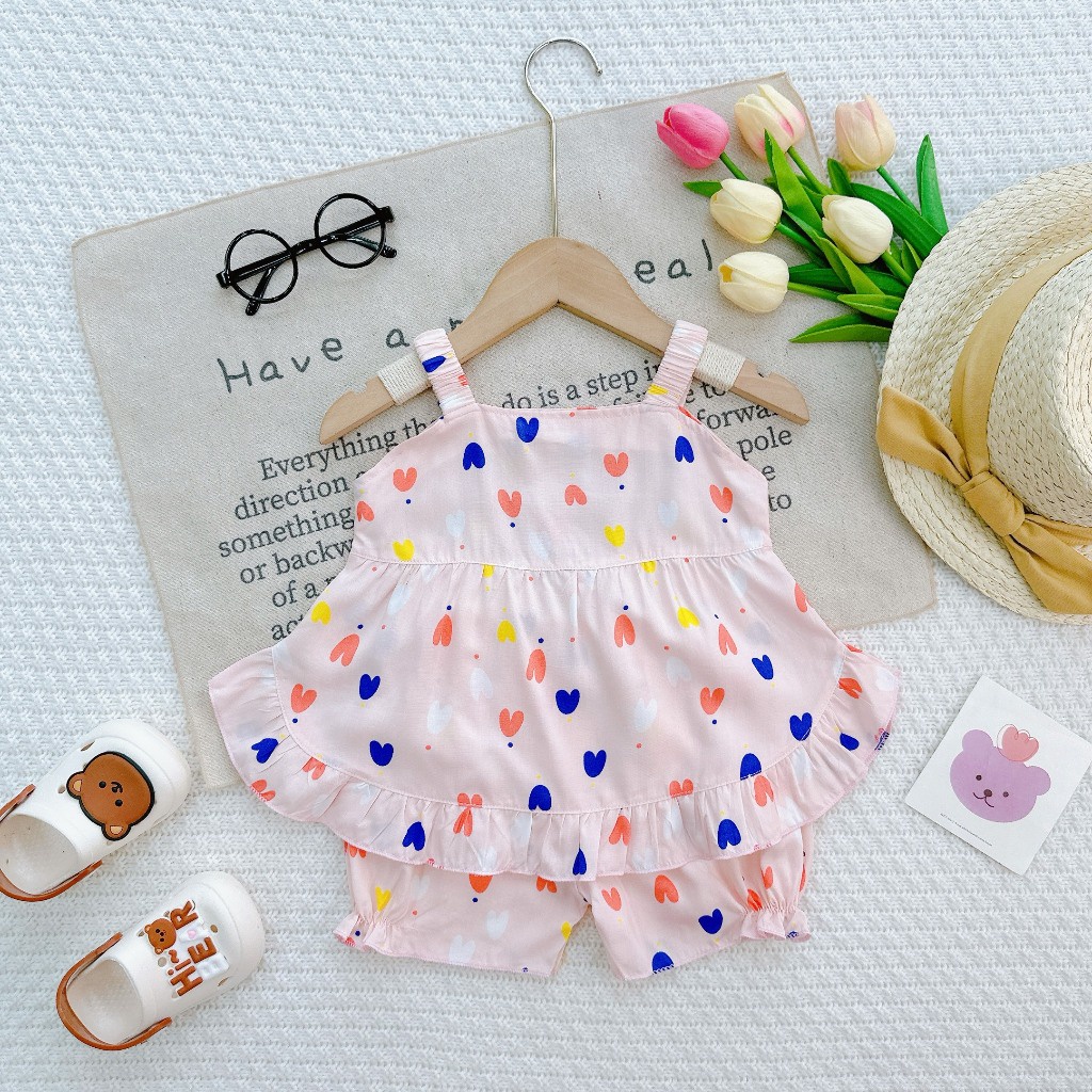 Đồ Bộ Mặc Nhà Vải Tôn -Bộ Hai Dây Tole Cho Bé mềm mịn mát kiểu dáng xinh xắn đáng yêu cho Bé Gái 7-13kg