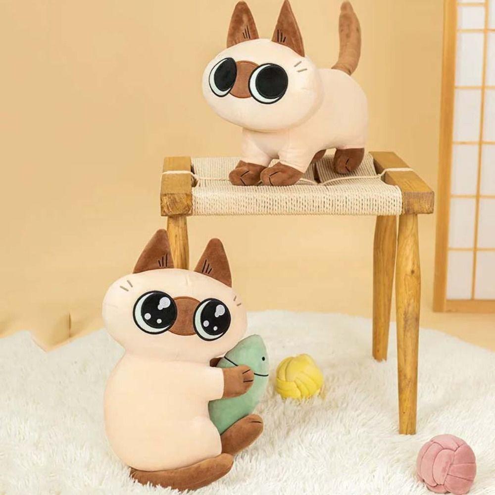 Mmluck Thú Nhồi Bông Vải Mềm Màu Trơn Hình Chú Mèo Nhỏ Dễ Thương Vui Nhộn Cho Bé