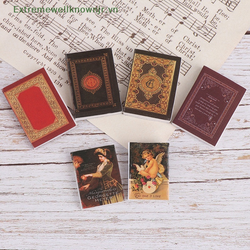 Ervn set 6 Mô Hình Cuốn Sổ / Nội Thất Nhà Búp Bê Tỉ Lệ 1 / 12