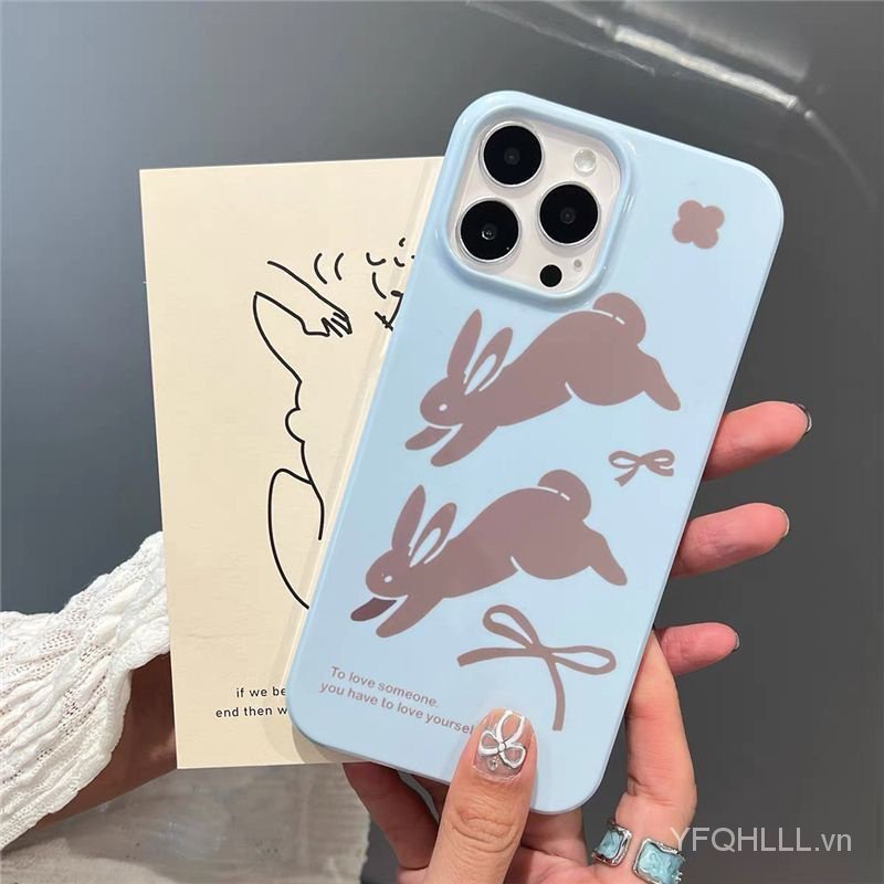 Ốp Điện Thoại Hình Thỏ Phong Cách Hàn Quốc Cho iphone14 13 11 12promax 11promax 12pro 14pro x xs xr 7 8plus tgo4