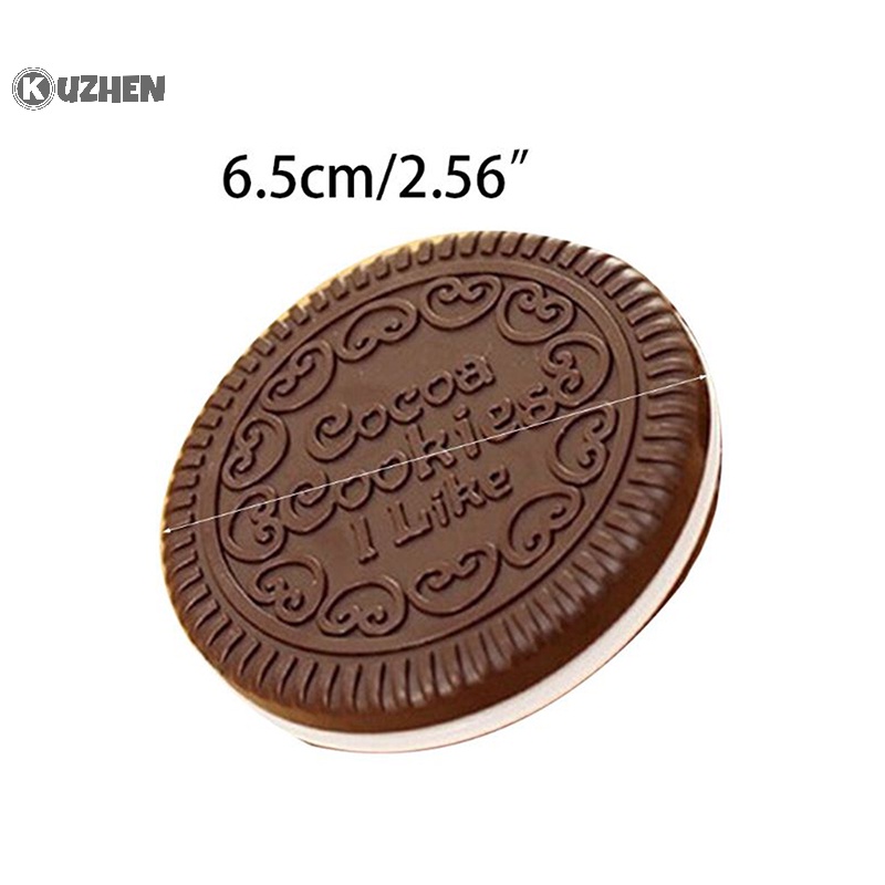 Kuzhen Gương Trang Điểm mini Bỏ Túi Kèm Lược Thiết Kế Hình Bánh Quy Sô Cô La Dễ Thương