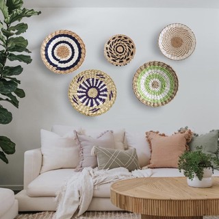 Giỏ Đan Mây Tự Nhiên Treo Tường Trưng Bày Trang Trí Phong Cách boho