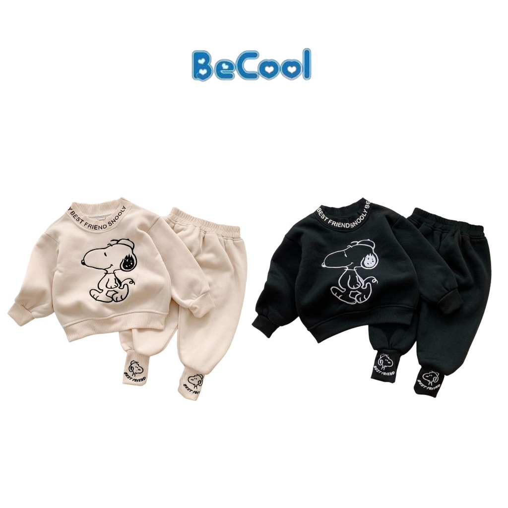 Bộ Nỉ Bông Thêu Hình Chó , Bộ Nỉ Bông Thêu Hình Chú Chó Ngộ Nghĩnh Cho Bé Từ 8-27kg BAOBAOKIDS