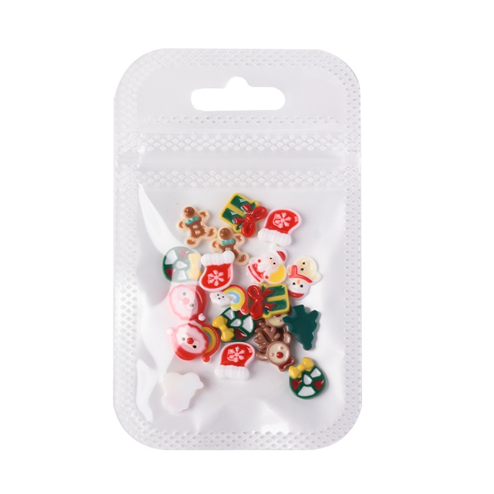 ♕ 20 cái Nail Art Giáng sinh Đồ trang sức dạ quang Ba chiều Santa Elk Nhựa Kim cương Phim hoạt hình dễ thương Trang trí móng tay Công cụ làm móng tay cho cửa hàng làm móng NỘI THẤT