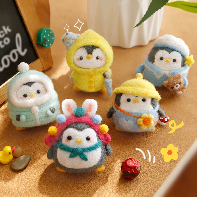 Thú Nhồi Bông Hình Chim Cánh Cụt Bằng Len Làm Thủ Công Sáng Tạo