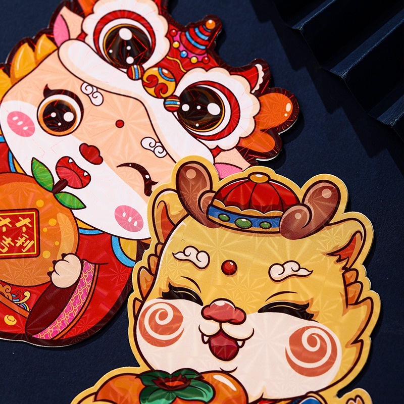 2024 cny Túi Đựng Tiền May Mắn Màu Đỏ Rồng Hoạt Hình angpao Quà Tặng