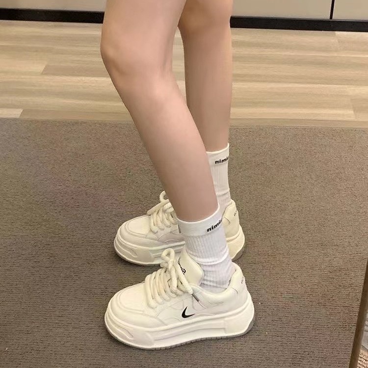 Giày Thể Thao Bằng Da pu Mũi Tròn Đế Dày Thời Trang Hàn Quốc