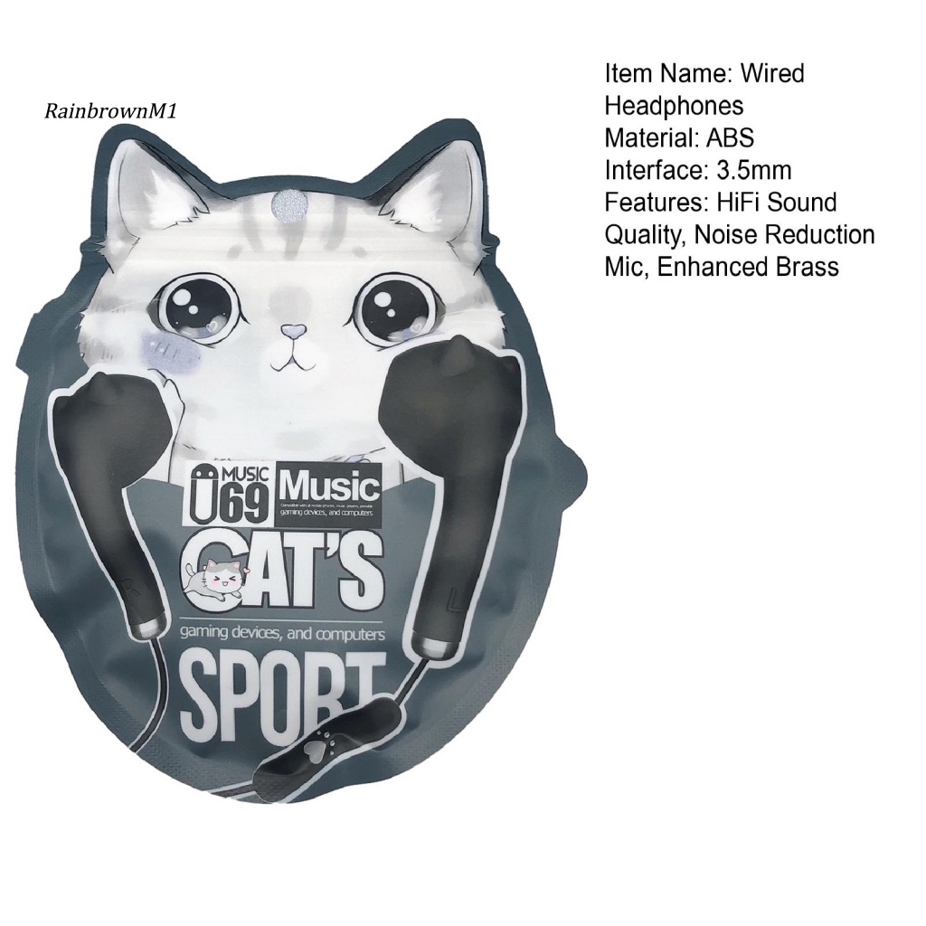 Tai Nghe hifi Hình Mèo Kawaii Có Dây Cách Âm 3.5mm