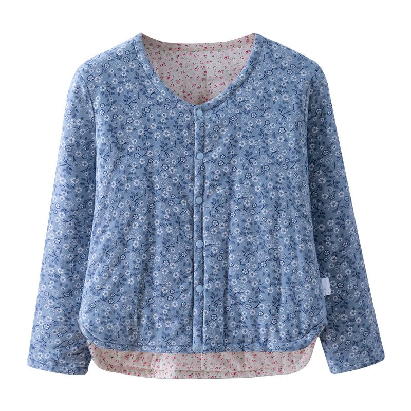 Áo Khoác Đệm Mút Mỏng Dáng Ngắn In Họa Tiết Hoa Giữ Ấm Mùa Thu Đông Cho Nữ