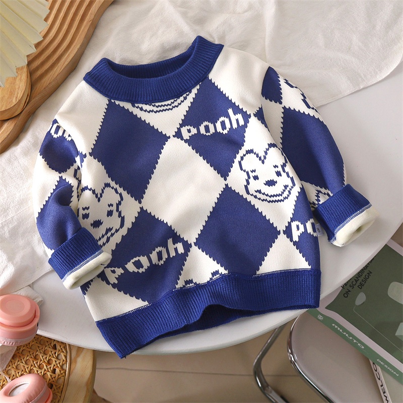 Momo Áo Sweater Vải Nhung Dày Phong Cách Hàn Quốc Thời Trang Thu Đông Cho Bé