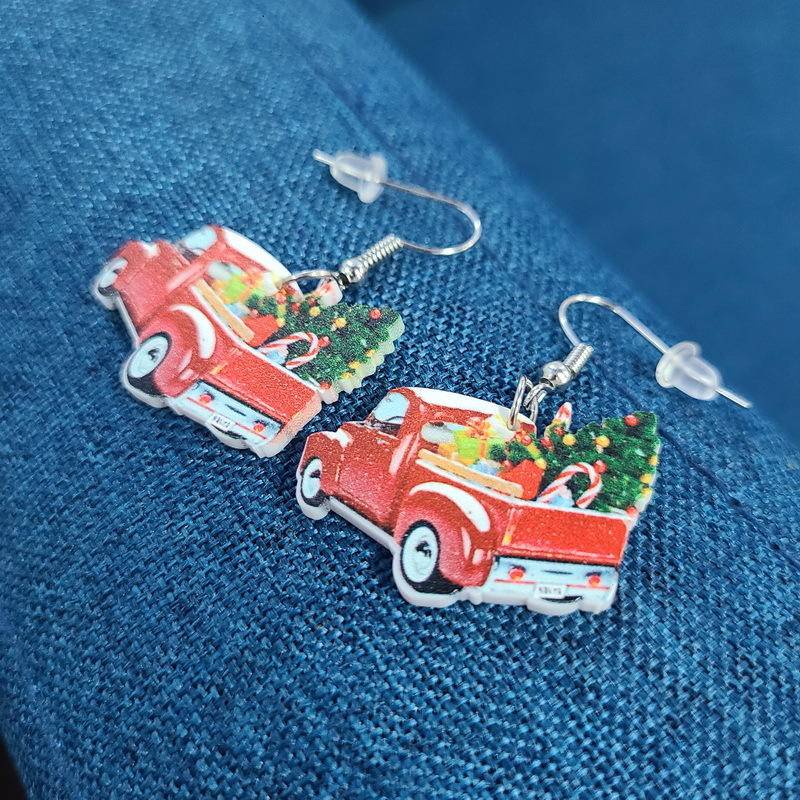 Bông Tai Hình Ông Già Noel / Xe Tải / Cây Thông / Người Tuyết Vui Nhộn