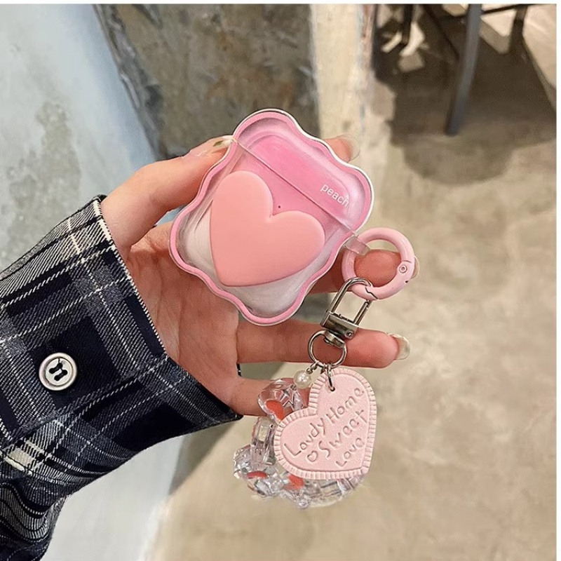 Thời Trang Vỏ Bảo Vệ Hộp Sạc Tai nghe không dây apple airpods 1 2 pro 2nd 3 Bằng Silicon Hình Trái Tim & Móc Khóa Dễ Thương