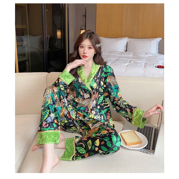 Mới Bộ Đồ Ngủ Bằng Vải Nhung Phong Cách Trung Hoa Thời Trang Thu Đông 2023