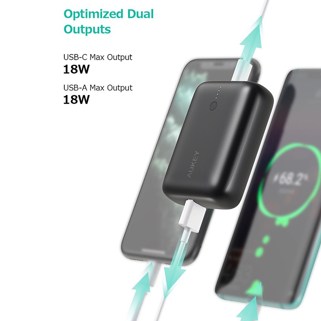 Pin Sạc Dự Phòng AUKEY Basix Mini PB-N83S 10000mAh- Sạc Nhanh Power Delivery 20W và Quick Charge 3.0 18W-Hàng Chính Hãng