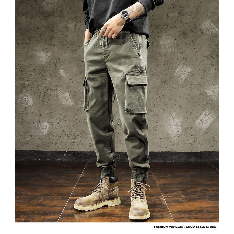 Quần Legging cotton Nguyên Chất Dáng Rộng Phong Cách Quân Đội Cho Nam