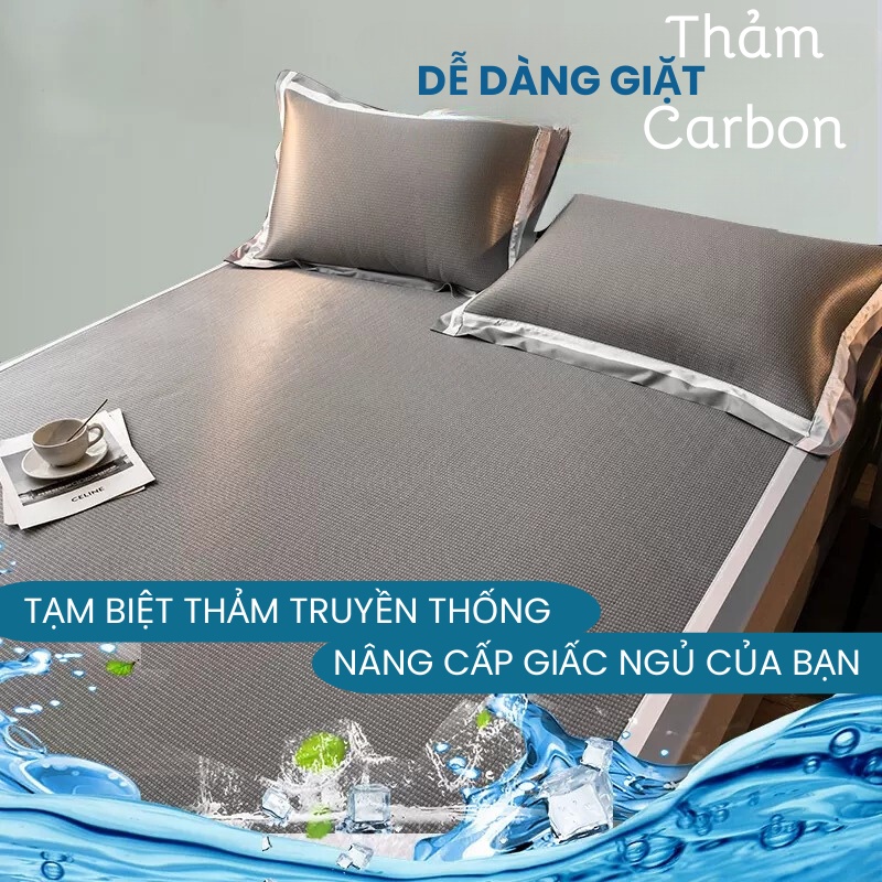 Chiếu điều hòa làm mát, chiếu lụa băng cao cấp màu xám nhạt giúp massage giảm nhiệt mùa hè - KT 1m5x2m, 1m8x2m