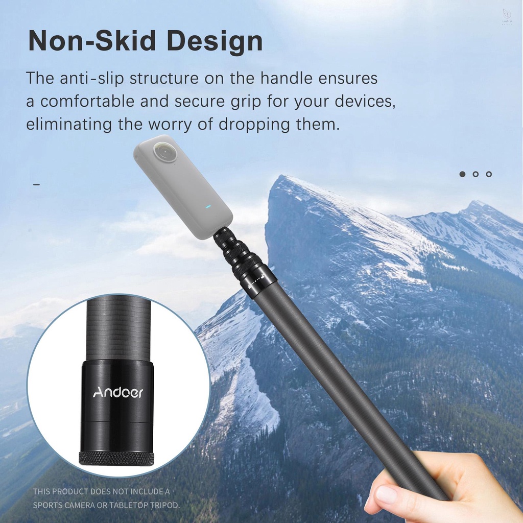 Gậy selfie andoer 2.1M / 82.6 inches Bằng Sợi carbon Gậy selfie 3 Phần Với Vít 1 / 4in Tương Thích Với insta360 x2 / x3
