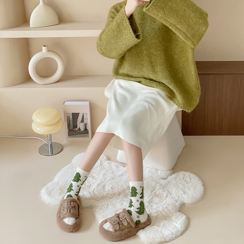 Dễ Thương Vớ Ngủ Dày Giữ Ấm Họa Tiết Hoạt Hình Đáng Yêu Thời Trang Thu Đông