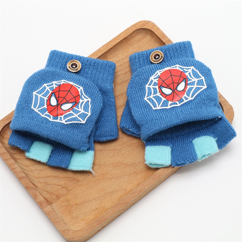 SUPER KIDS Găng Tay Hở Ngón Chống Lạnh Dày Dặn Cho Bé Trai Và Bé Gái Dễ Thương