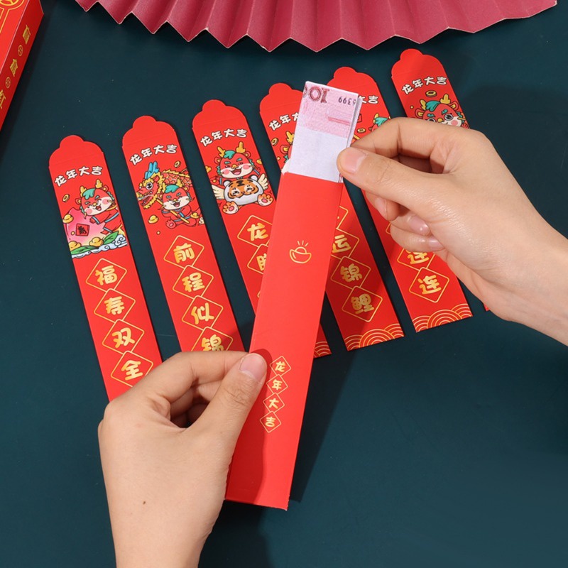 Bộ 12 Bao Lì Xì Màu Đỏ May Mắn Cho Năm Mới 2024