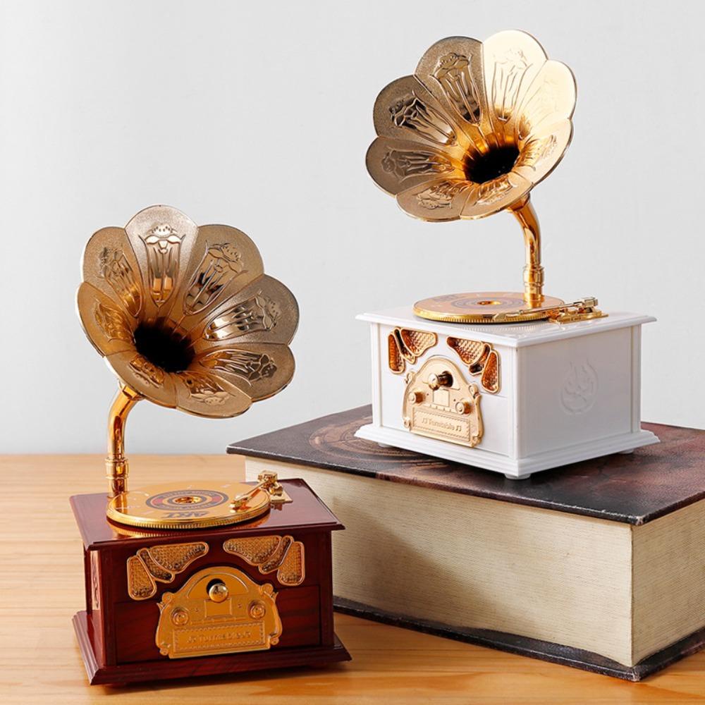 Mmluck gramophone Mô Hình Hộp Nhạc Hình Máy Hát Đĩa Than Cổ Điển Châu Âu