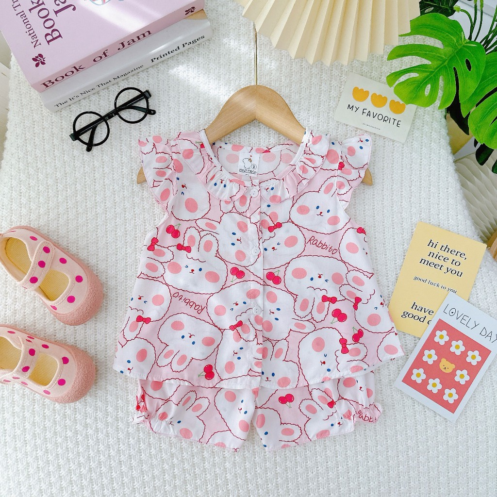 Đồ bộ mặc nhà vải tôn -Mẫu sơ mi cài cúc mềm mịn mát kiểu dáng xinh xắn đáng yêu cho Bé Gái - MeGauu