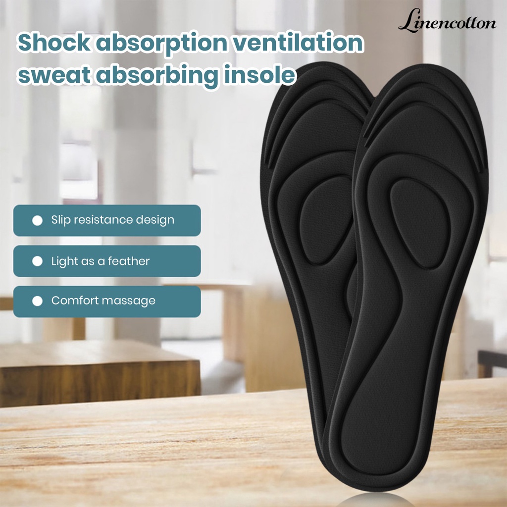 1 Cặp Đế Lót Giày Thể Thao Bằng Cotton Lanh Đàn Hồi Chống Sốc Và Mồ Hôi