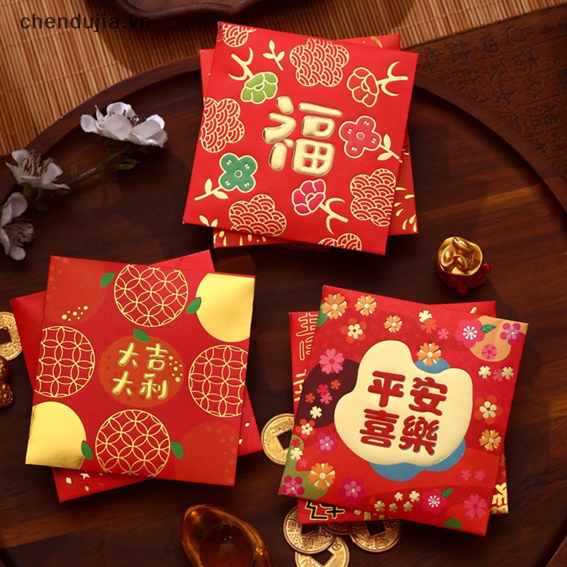 Bộ 6 Bao Lì Xì Năm Mới 2024 Họa Tiết Rồng Đỏ May Mắn diy