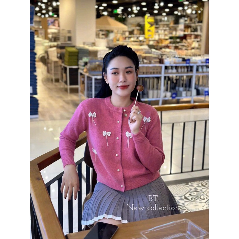 Áo candigan len nơ