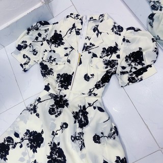 Đầm cổ vest dáng dài maxi hoa